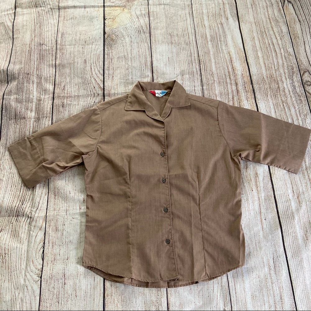 Vintage Brown Button Up Shirt 1960s 60s Rockabilly